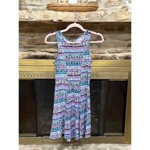 90s Y2K Mudd Dress Blue Purple Paisley Print sleeveless Medium